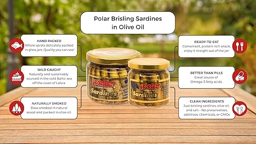 Miniatura 8 de MW Polar Naturally Alder - Sardinas ahumadas de madera de aliso en aceite de oliva, tarro de 6.5 onzas (paquete de 6) | Apto para Kosher, capturadas