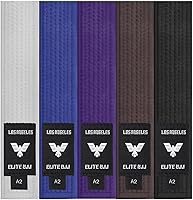 Elite Sports IBJJF Approved BJJ Belts for Adults - Durable Cotton Jiu Jitsu Belts with Stripe Bar for Men & Women