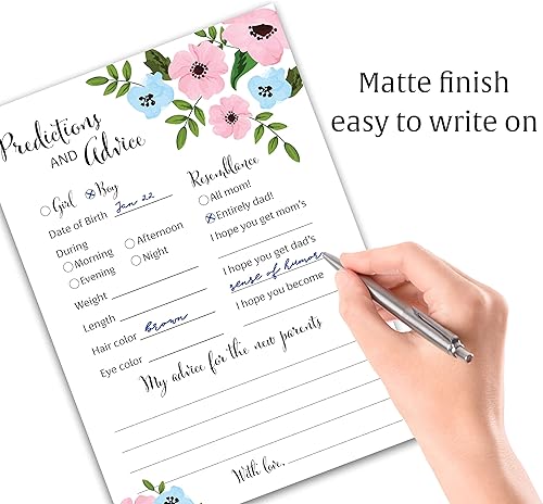 Miniatura 6 de GENDER REVEAL Tarjetas de predicción y consejos – Paquete de 25 – Juegos de baby shower azules o rosas, nuevos padres, mamá y papá futuros, mensaje