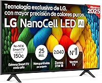 LG 50NANO80A6B - TV 50", 4K NanoCell, Smart TV, LED IA, WebOS 25, Procesador Potente e Inteligente, Super Upscaling, Dolby Digital Plus, Alexa/Google Assistant, Negro