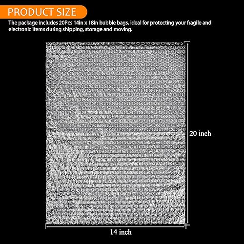 Miniatura 2 de 20 bolsas de burbujas de 16 x 20 pulgadas, bolsas de burbujas transparentes, doble pared a prueba de golpes, amortiguación de burbujas para mudanza,