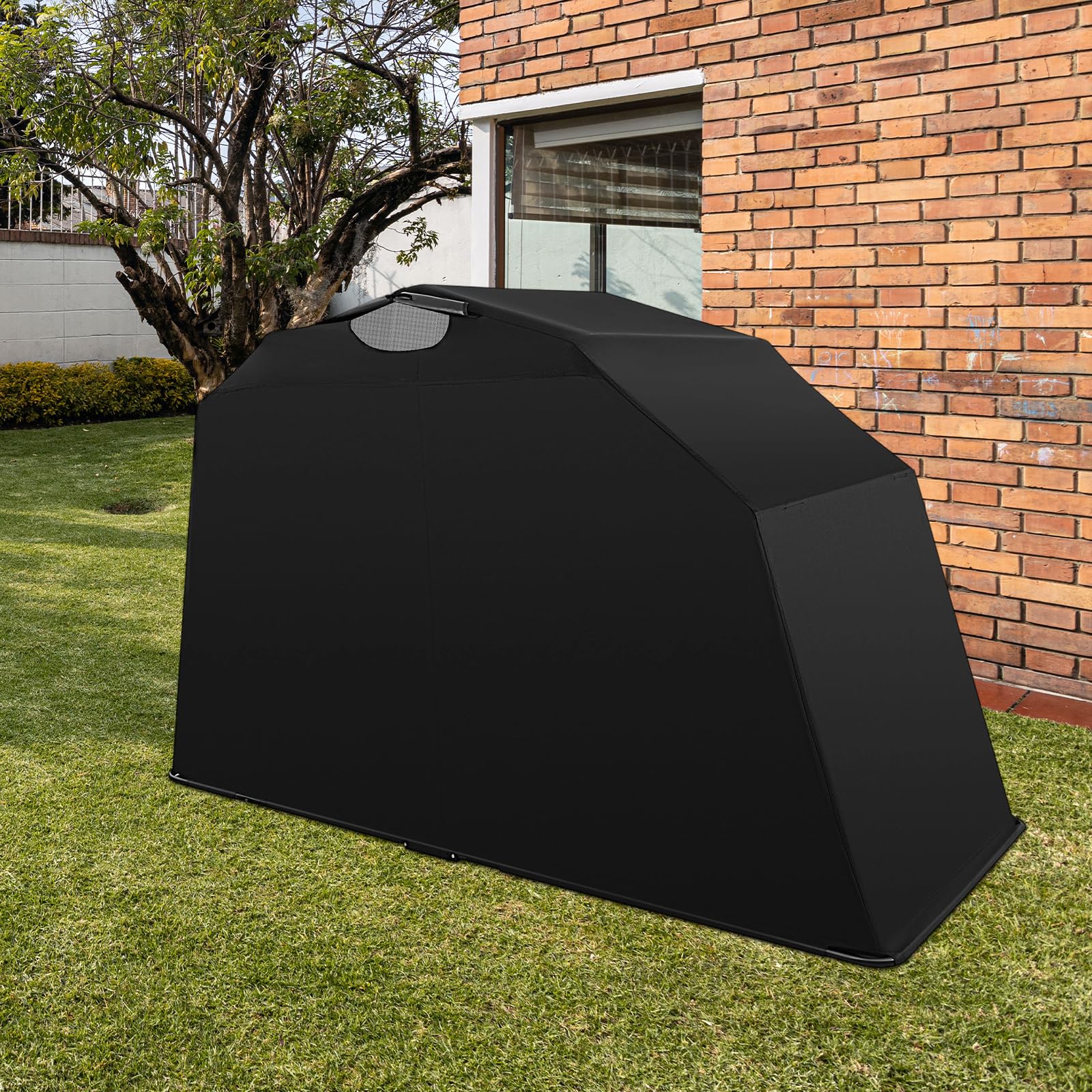 Tienda de campaña para moto, garaje, 270 x 105 x 155 cm, resistente al agua | Marco de acero resistente y tela Oxford, color negro, plegable, para motocicletas, scooters y bicicletas, montaje rápido