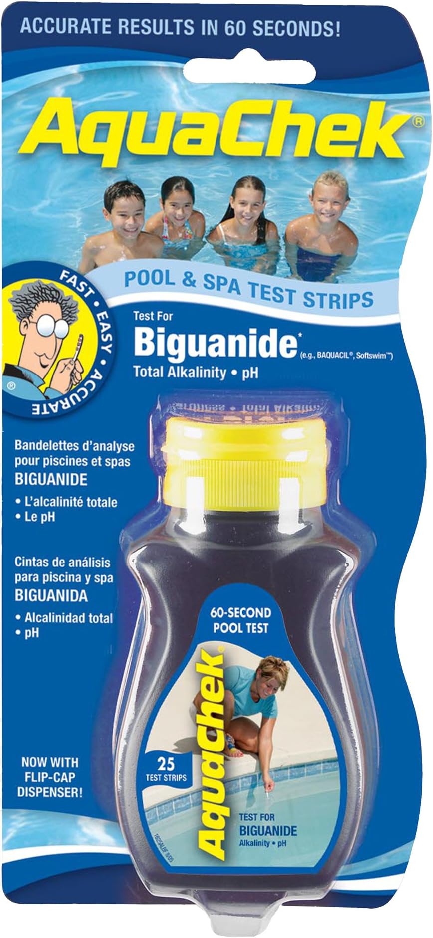 AquaChek 561625A Blue Biguanide Test Strip for Swimming Pools,Black