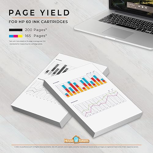 Miniatura 5 de Cartucho de tinta remanufacturado para HP 60 XL, reemplazo de alto rendimiento para HP 60 XL Deskjet D1660 D2645 D5560 F2400 F4200 F4400 Photosmart