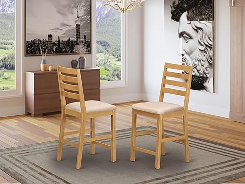 Miniatura 6 de East West Furniture CFS-OAK-W - Juego de 2 sillas de comedor con respaldo de escalera, color roble