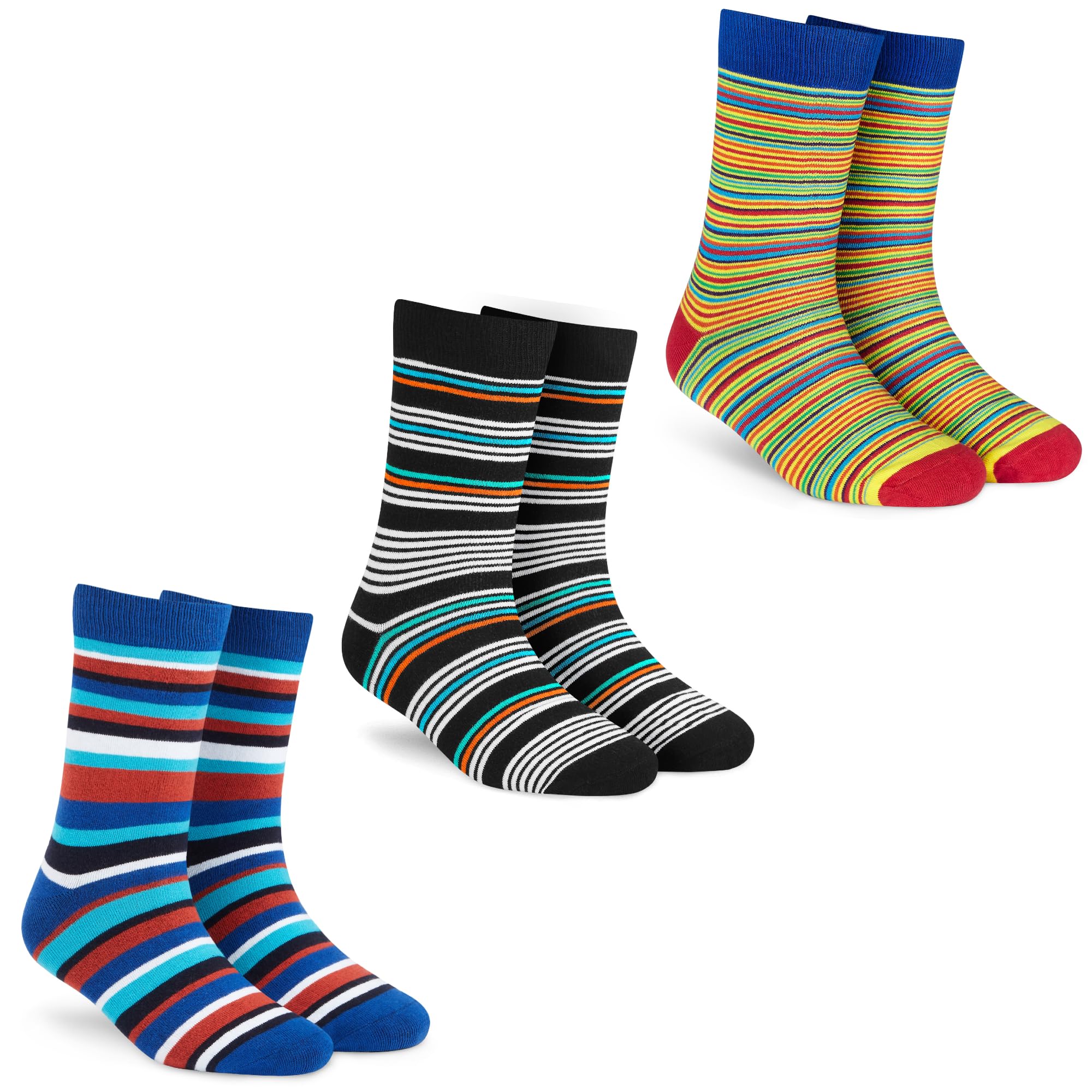 Men's and Women's Combed Cotton Stripes Crew Length Socks (Pack of 3) (Multicolour, Free Size)-image-39