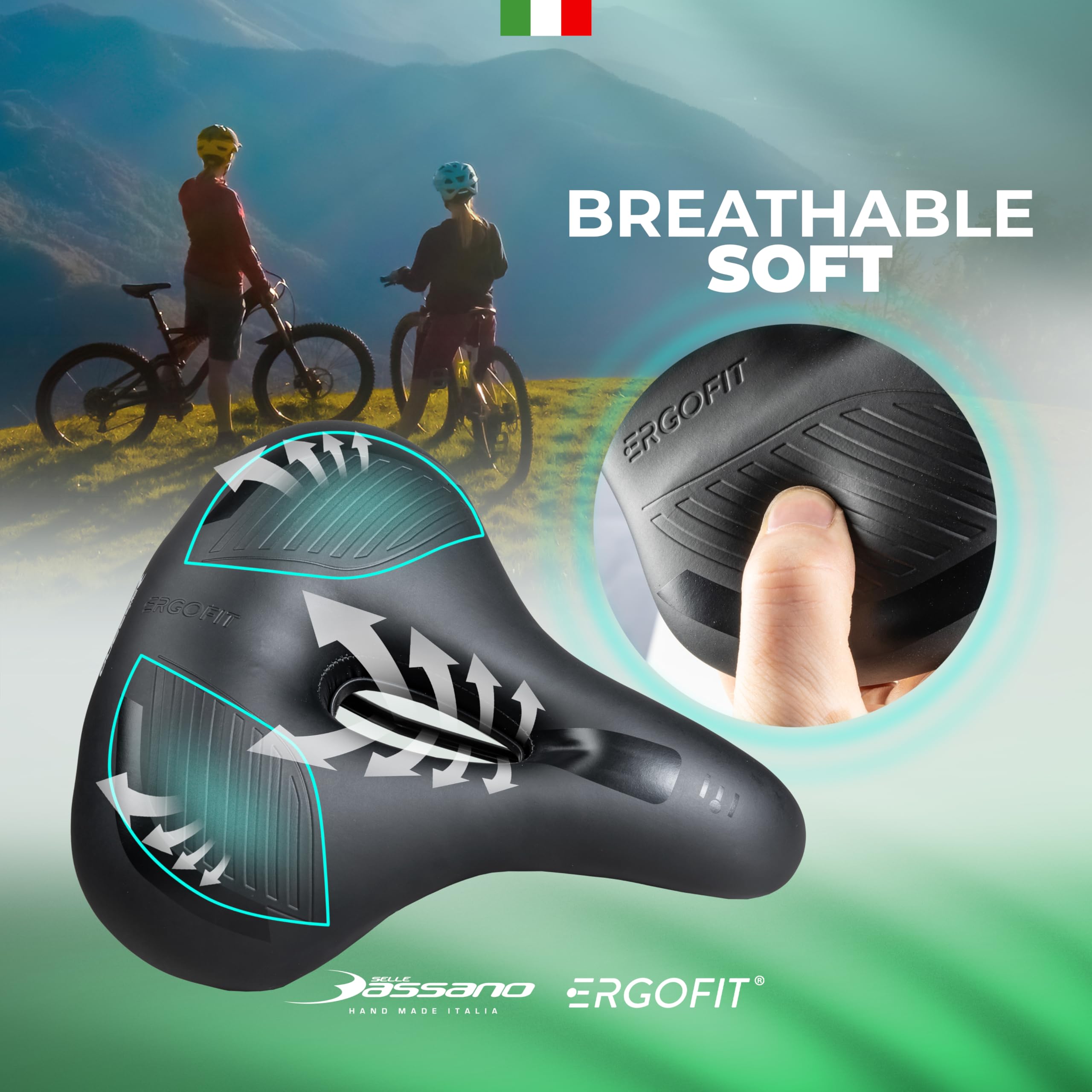 Selle Bassano - Viale Ergofit City XXL SIL Ready, sillín para bicicleta con tecnología Ergofit, cómodo y ergonómico, fabricado en Italia