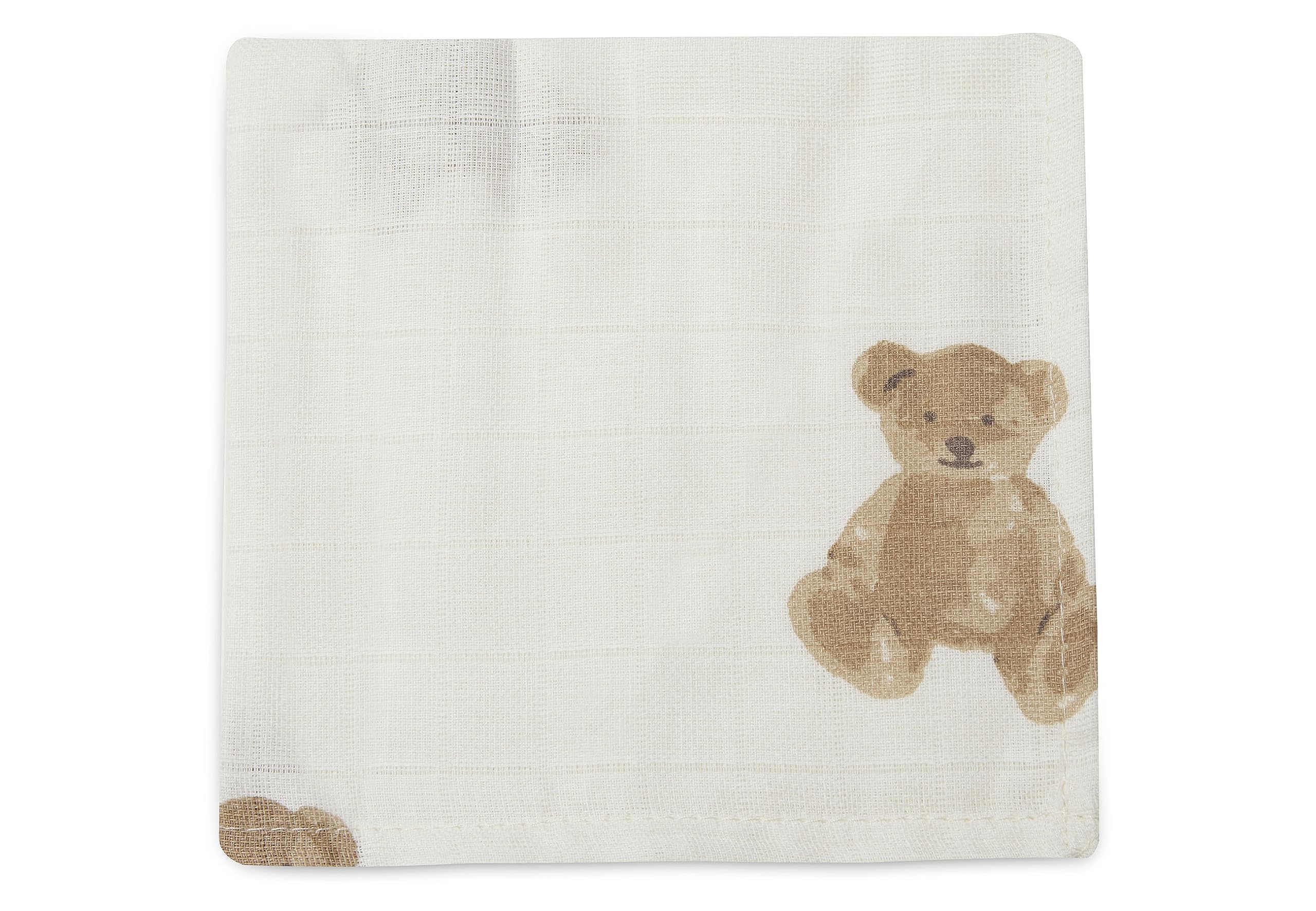Jollein 537-848-66095 Ściereczki do muślinu, zestaw 3 sztuk, biały miś (31 x 31 cm)