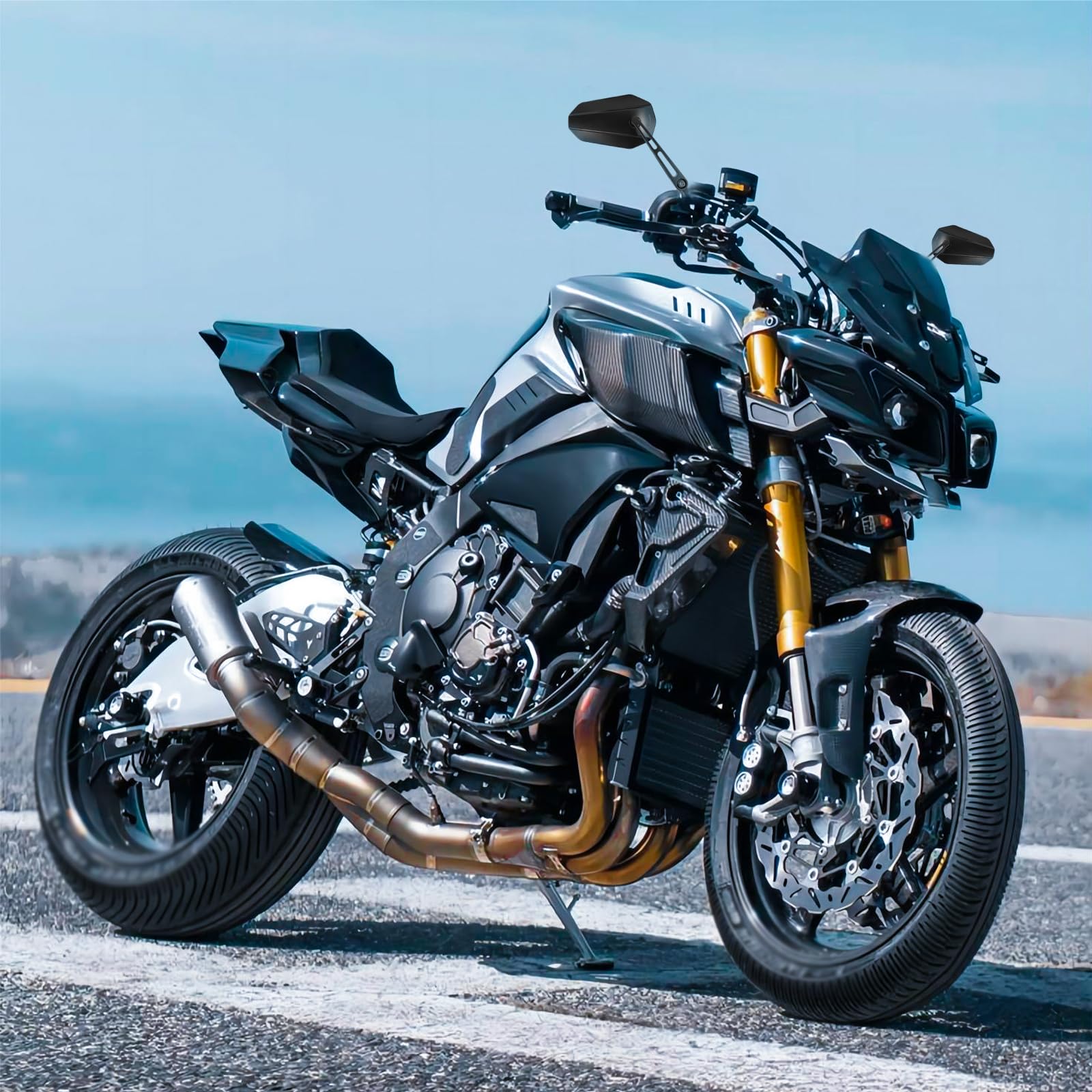 DREAMIZER Specchietto per Moto Omologati E24, Specchietto Laterale per Moto da 8mm 10mm Compatibile con Z900 Z1000 Z800 Z650 Z750 Z300 Z250 Z125 XJ6, MT03 MT09 MT10 MT07, ATV Scooter Touring Chopper