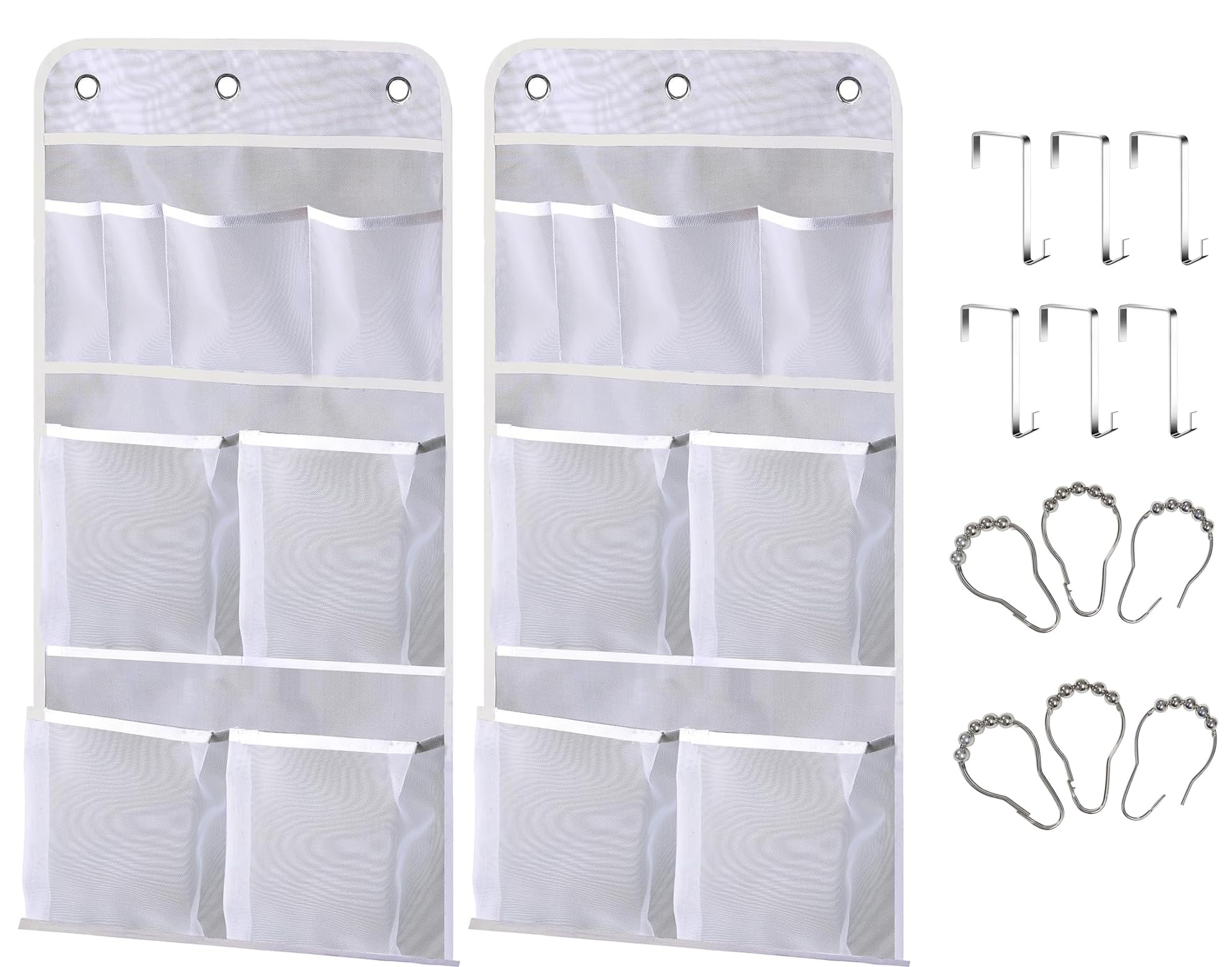 MISSLO 2 Pack Mesh Shower Caddy Hanging for Travel Quick Dry Shower Hanging Organizer Cruise RV Camper Bathroom