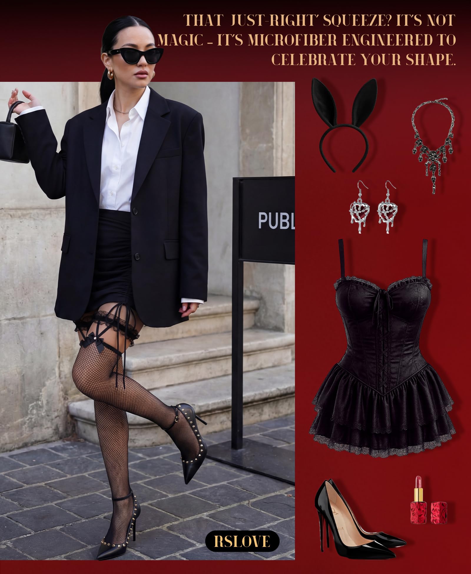 RSLOVE Women Fishnet Stockings Sexy Thigh High Pantyhose Women Tight Hosiery: One Size Black