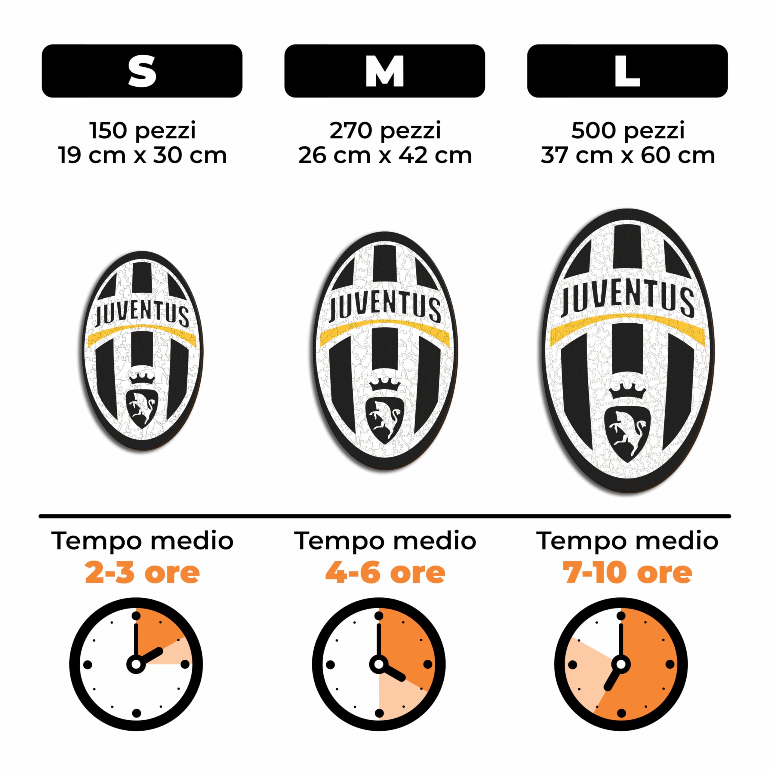Iconic Puzzles - Juventus Retro Logo, Puzzle di Legno con licenza ufficiale, 100% sostenibile, regalo per adulti e bambini, taglia M, 270 Pz