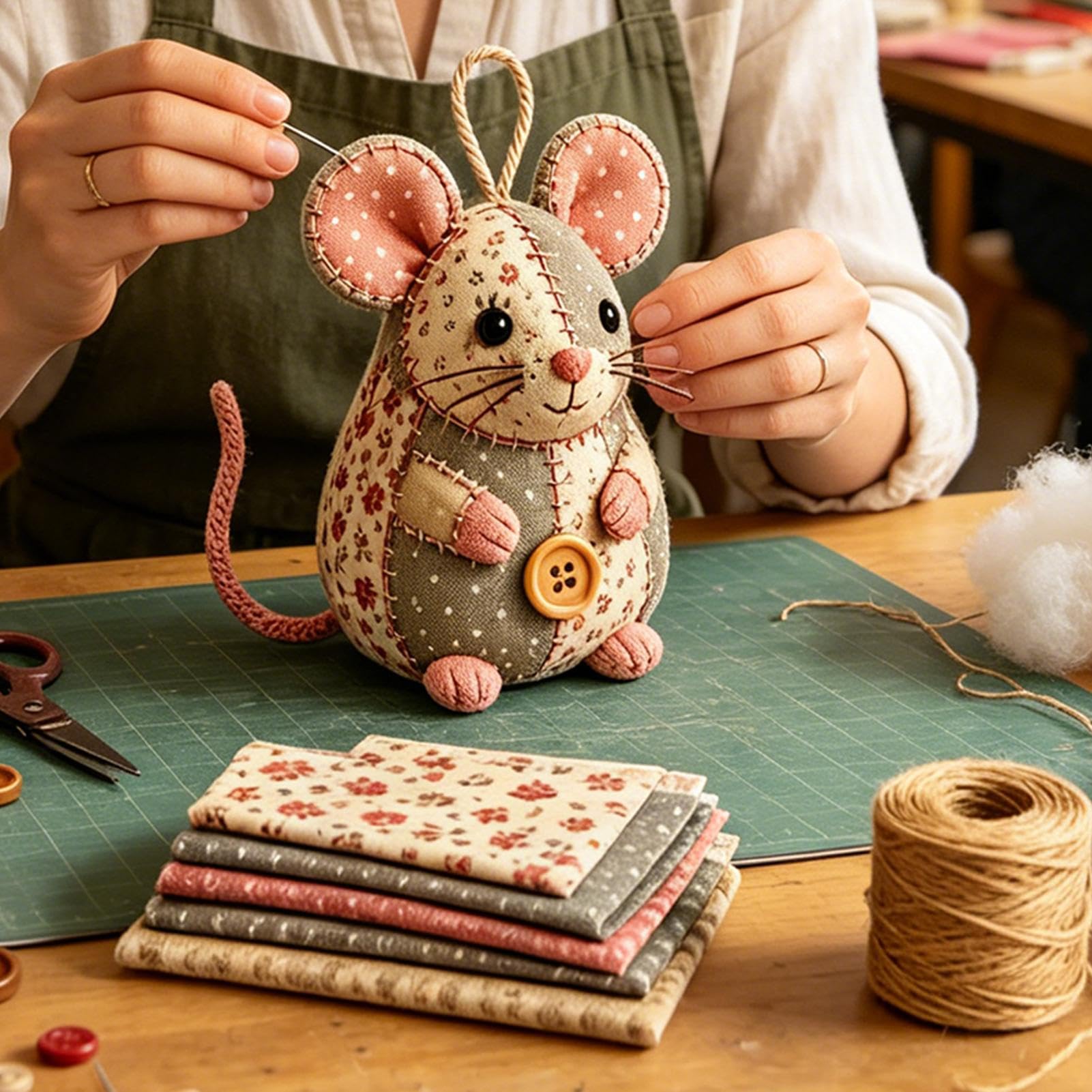 Kit de costura de ratón para principiantes, kit de arte para hacer adornos de animales 3D para adultos, aficionados, diversión familiar, cumpleaños, vacaciones