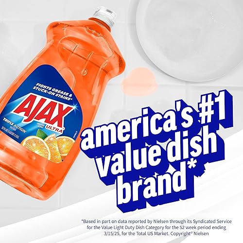 Vista 11 de Ajax Jabón ultra líquido para platos con aroma a naranja, triple acción, sin desorden, tapa fácil de volver, botella de 52 onzas líquidas