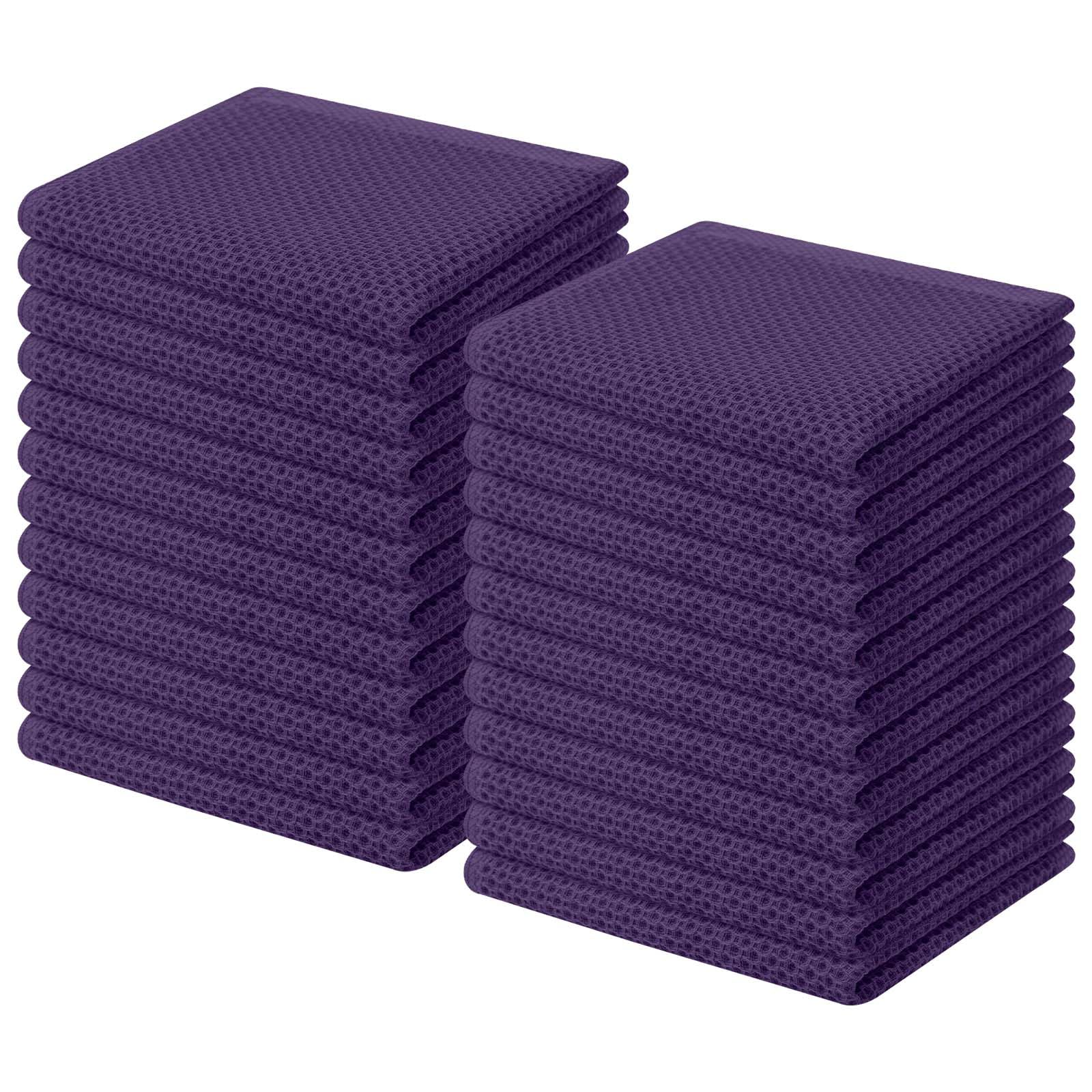 Homaxy 100% Cotton Waffle Weave Kitchen Dish Cloths 24-Pack, Eggplant