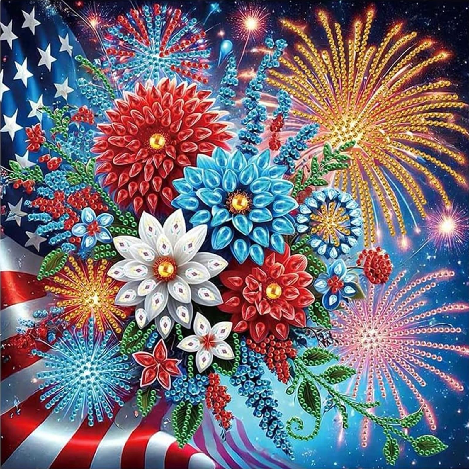 Fireworks Special Shaped 5D DIY Partial Drill Diamond Art Kit 30x30cm Diamonds Dots Gem Art Kits for Adults DIY Gift Home Decor
