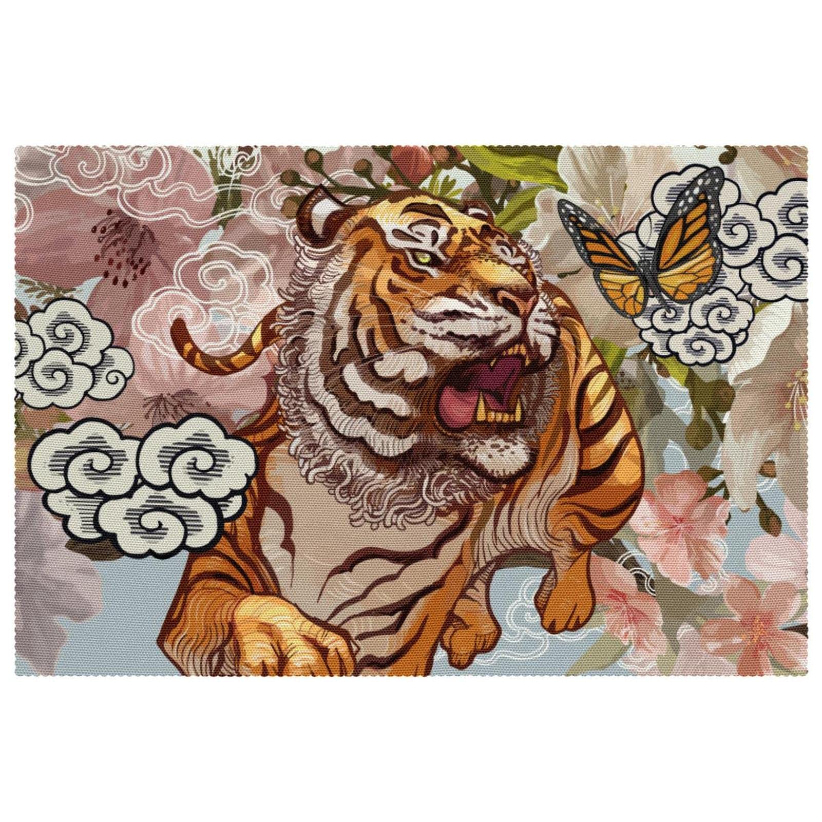 Set de table tissu Oxford motif tigre lot de 4 lavables