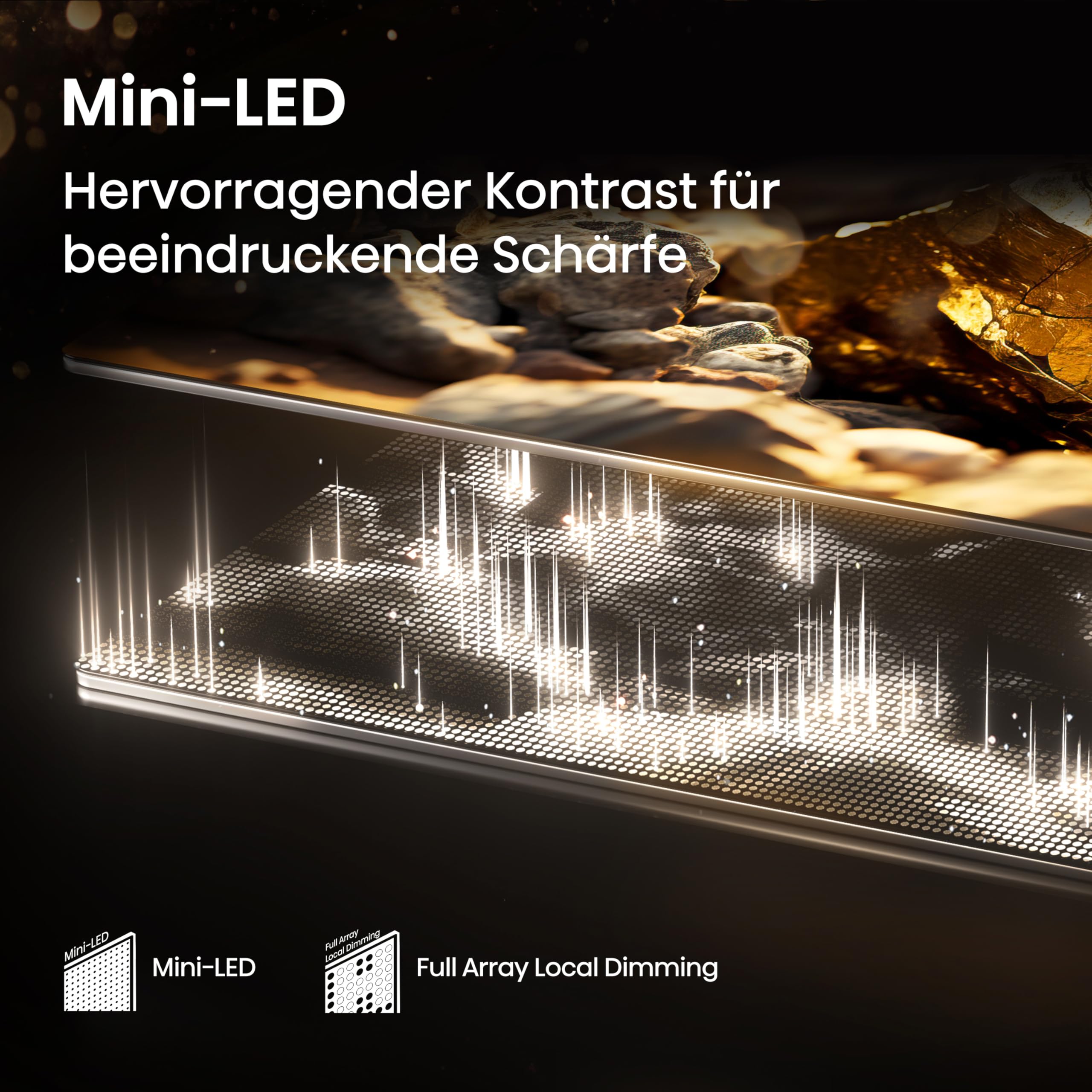 Hisense 65E89Q Fernseher, 65 Zoll (164cm), 4K ULED Mini LED, Smart TV, 144Hz Game Mode PRO, Hi-View AI Engine, AI Smoothmotion, Built-in Subwoofer, Dolby Vision.Atmos, Filmmaker Mode, Hi-Concerto