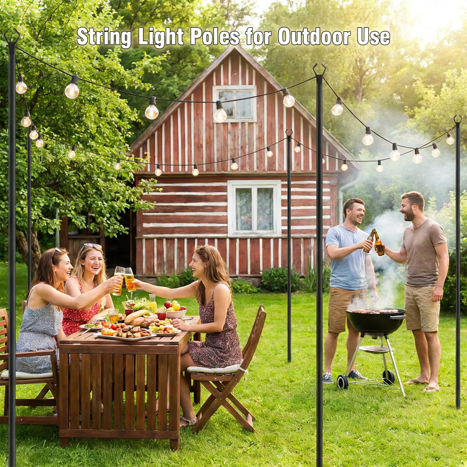 2 Pezzi Pali per Striscia Luminosa, 3M Pali per Striscia Luminosa Supporto per Illuminazione Esterna, Aste per Bandiere per Feste all'aperto, Patio, Giardino, Cortile, Matrimoni