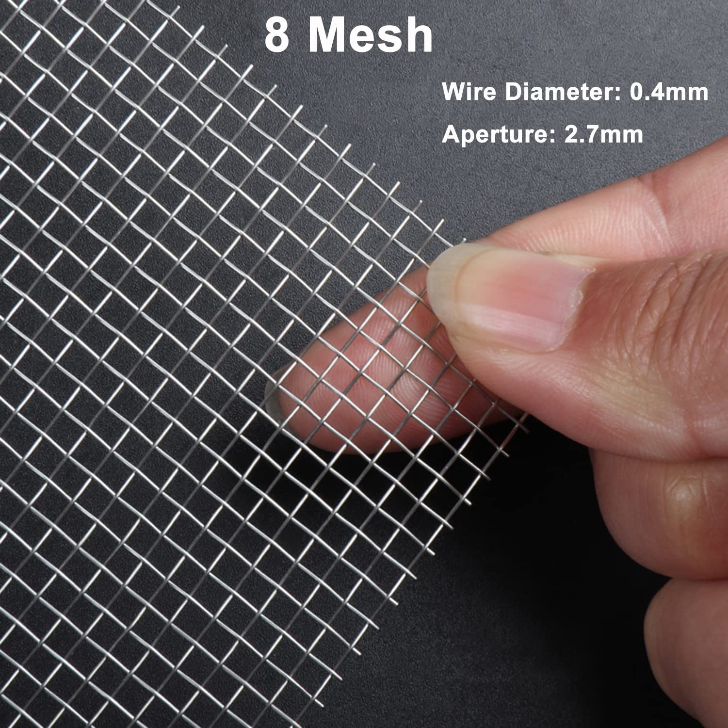 Feuille de maille tissée en acier inoxydable à 8 mailles - 1,2 x 5 m - Résistante aux déchirures - Pour protection de jardin - Filtre pour briques d'air - Taille du trou de 2,7 mm - Durable et fiable
