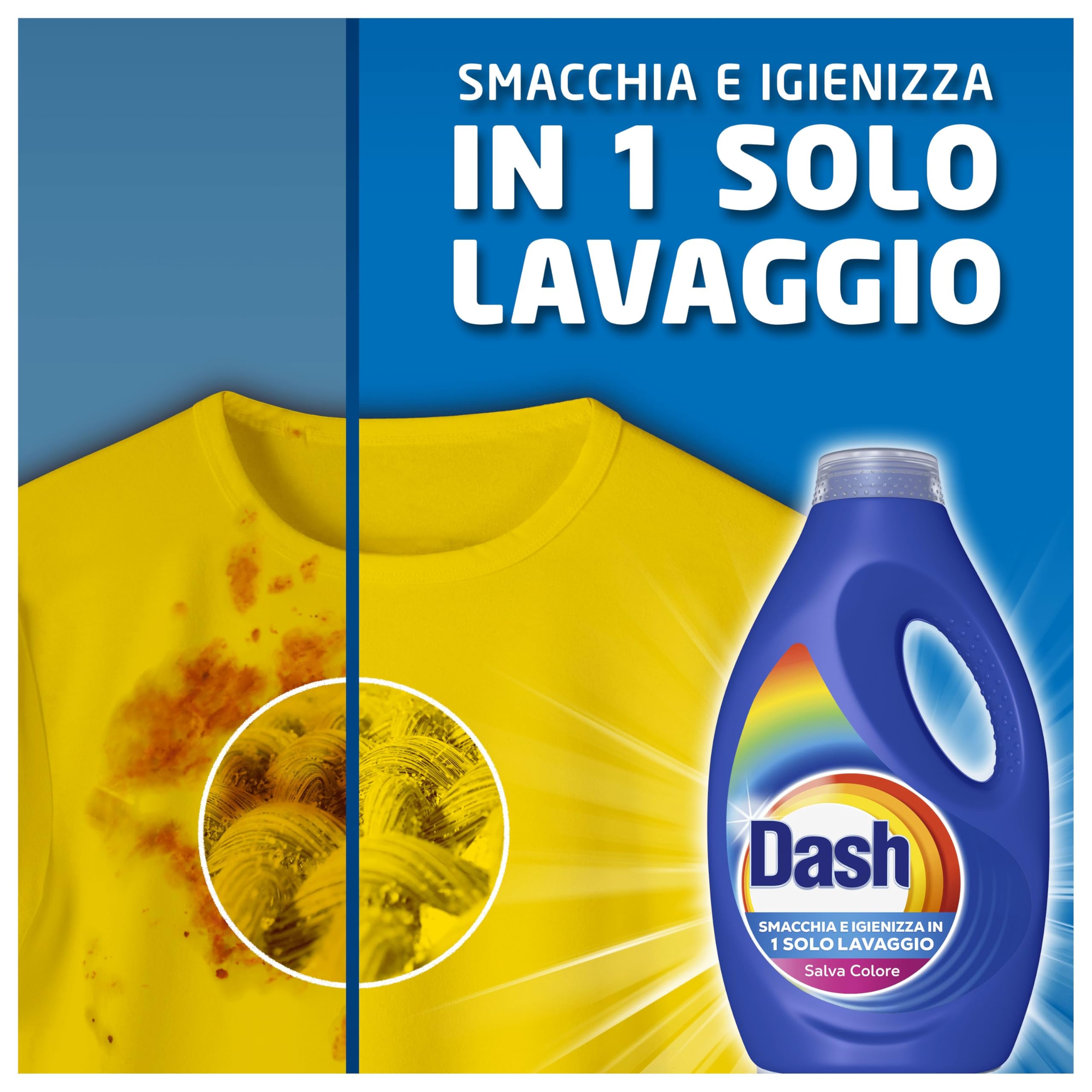 Dash Detersivo Liquido Lavatrice, 100 Lavaggi (4x25), Salva Colore, Brillantezza Per I Capi, Rimuove Le Macchi e Igienizza, Efficace Anche A Freddo E In Cicli Brevi