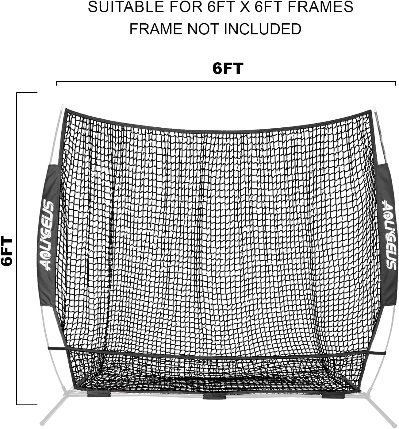 Replacement 6' x 6' Baseball Softball Net (NET ONLY), Portable Pitching & Batting Practice Net, 7-Strand Heavy Duty Knotless Baseball Net, Frame Not Included