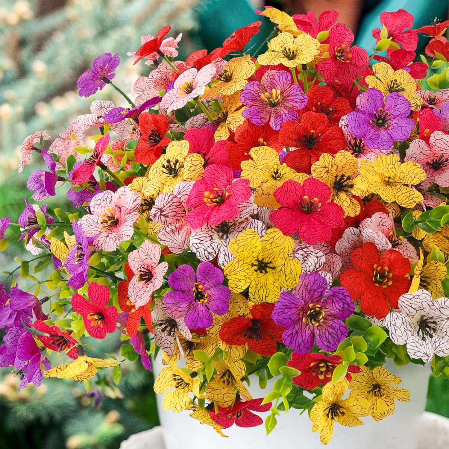 MACTING Artificial Flowers for Outdoors 12 Bundles Faux Outdoor Plants UV Resistant Fake Plastic Flowers No Fade for Planters Patio Porch Garden Home Indoor Outside Summer Decorations(Mix Color-2) - Image 8