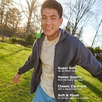 Hanes Men's Zip-up Hoodie, Ecosmart Fleece Full-zip Hoodie for Men, Hooded Sweatshirt