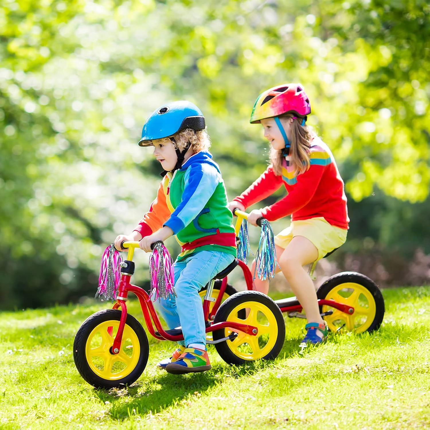Sumind 4 Pieces Children Bike Streamers Radium Children Bike Streamers