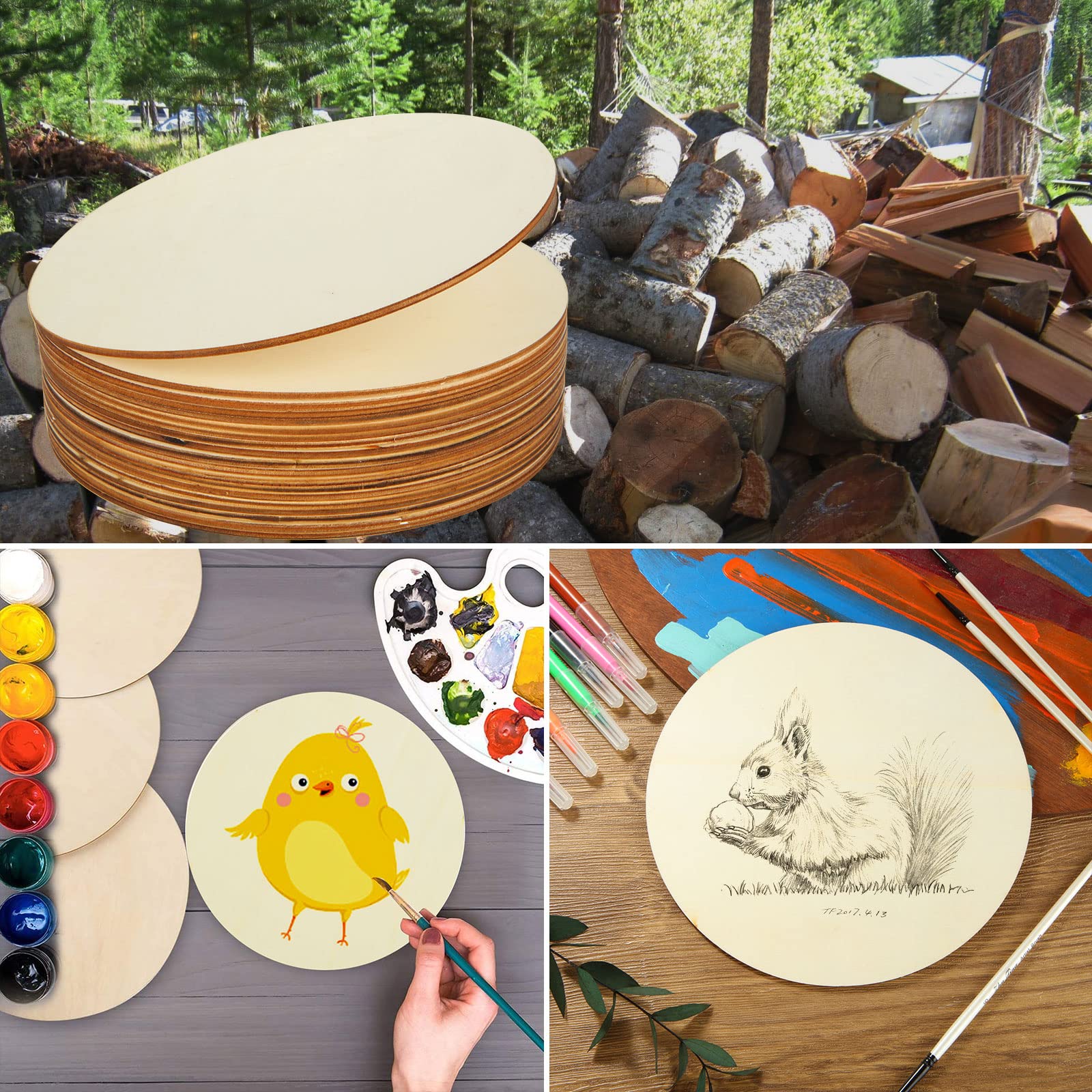 Operitacx Tondi Di Legno 10 Pz 8 Cm Piccoli Cerchi Di Legno Dischi Di Rotondi Fai Te Incompiuto Tondo Vuoto Cerchio Di Ritagli Per Tavole Artigianato Pittura