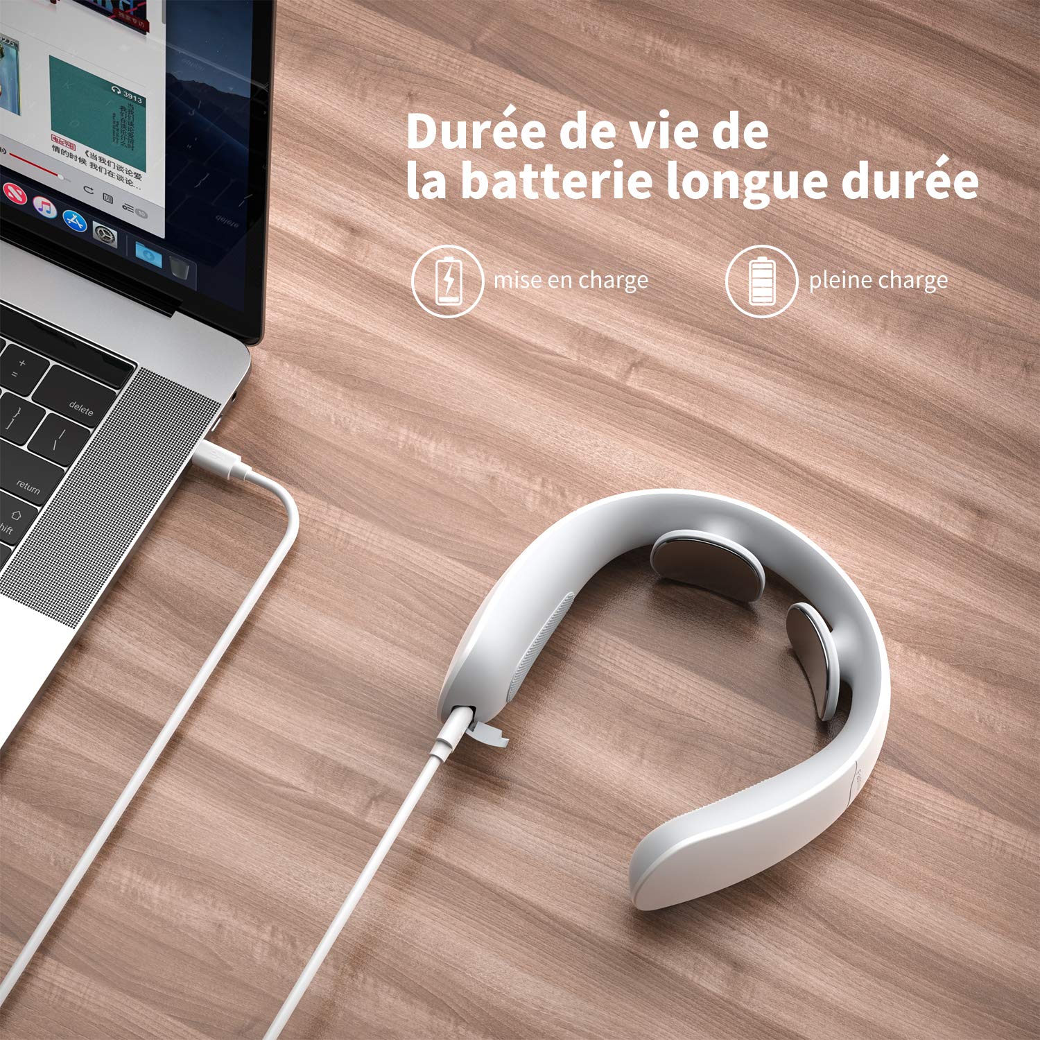 Masseur De Cou Multifonction, Masseur De Cou à Impulsions électromagnétiques, Soulage Les Douleurs Musculaires Du Cou, Portable, Convient Pour La Maison, Le Bureau, La Conduite,Les Voyages (Blanc)
