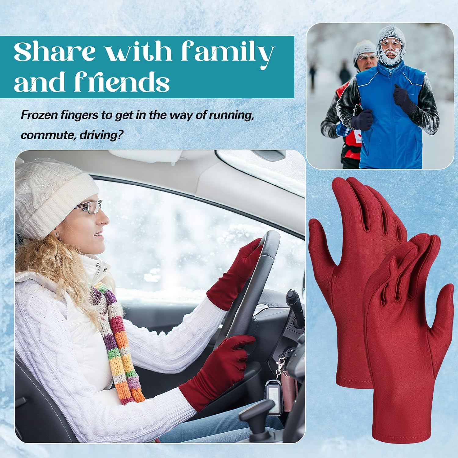 Vicenpal 4 Pair Running Glove Liners for Men Women Lightweight Winter Ski Gloves for Sport Hiking Working, One Size