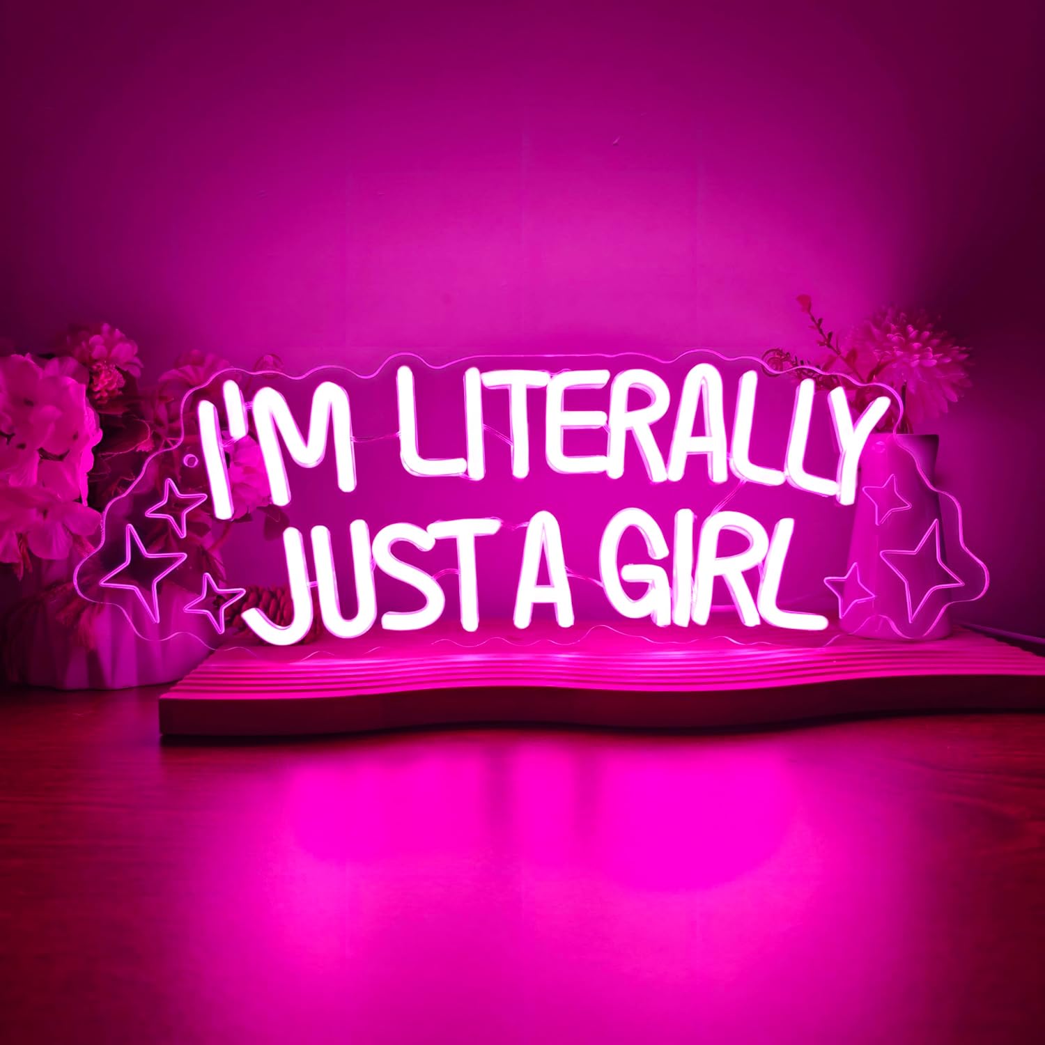 Neon Signs for Wall Decor - I'M Literally Just A Girl Neon Sign for Teen Girls Bedroom Decor,Pink Led Neon Lights for Wall Decor,Nightstand Light,Dimmable Switch USB Power(5.8x17.1in).