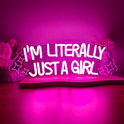 Letrero de neón LED con texto en inglés "I'M LITERALLY JUST A GIRL para dormitorios de adolescentes, dormitorios, dormitorios femeninos, regalo para