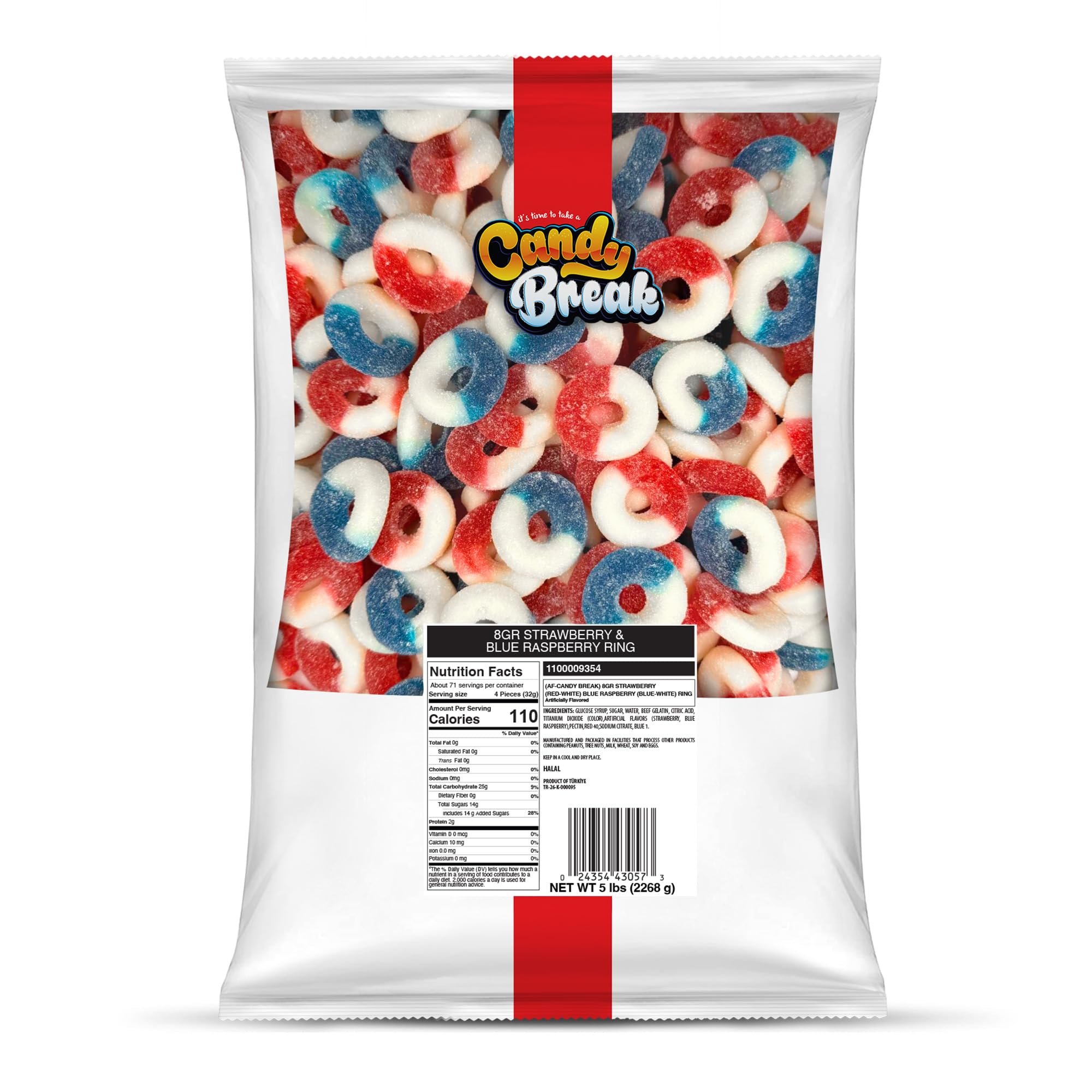 Amazon.com : Candy Break Strawberry & Blue Raspberry Gummy Rings