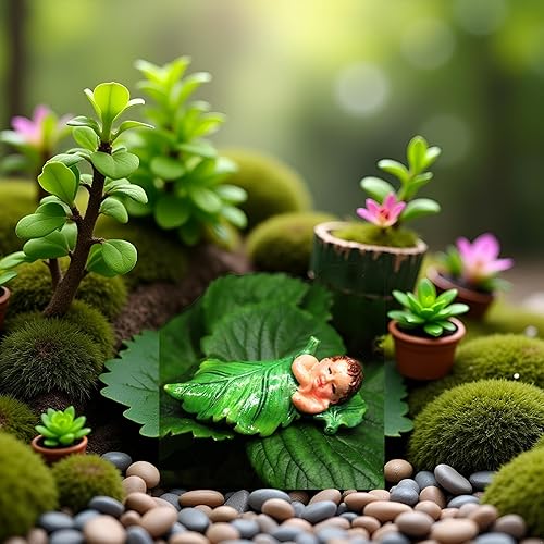 Miniatura 2 de Figuras en miniatura de hadas dormidas, animales de jardín de hadas para jardín de hadas, accesorios de jardín de hadas, micro paisaje, macetas,