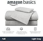 Amazon Basics Heather Cotton Jersey Bed Sheet Set - Full, Light Grey