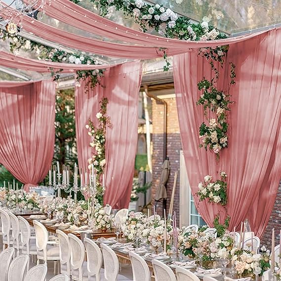 Wedding Ceiling Drapes Sheer Fabric for Draping 2 Panels