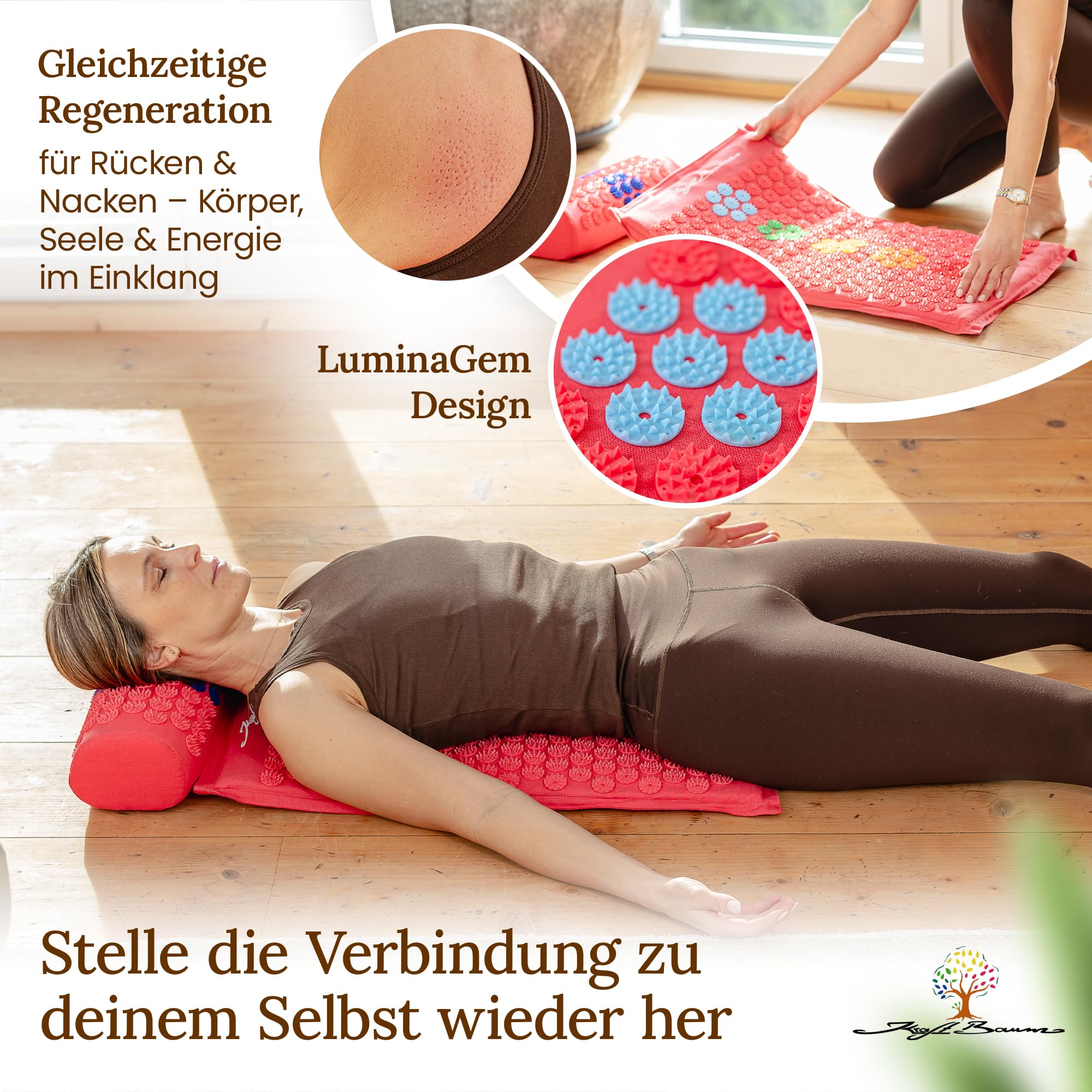 Akupressurmatte | mit VitaSpike™ Technologie | Set mit Kissen & Tasche | Rücken, Nacken & Stressabbau | Baumwolle & Kokosfaser | Nadelmatte Fakirmatte Rückenschmerzen