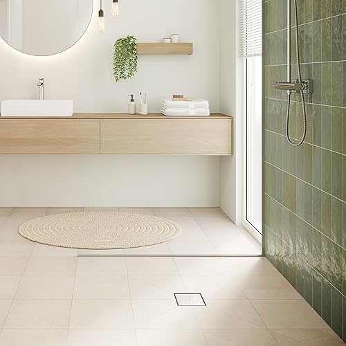 Miniatura 11 de hansgrohe RainDrain Brilliance - Juego de drenaje de ducha cuadrado con cubierta trasera áspera y baldosa en acero inoxidable cepillado, drenaje de