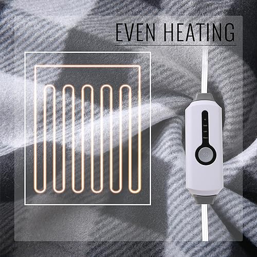 Miniatura 6 de YAKEE Manta térmica eléctrica tamaño matrimonial de 72 x 84 pulgadas, acogedora manta eléctrica de piel sintética suave, 4 niveles de calentamiento