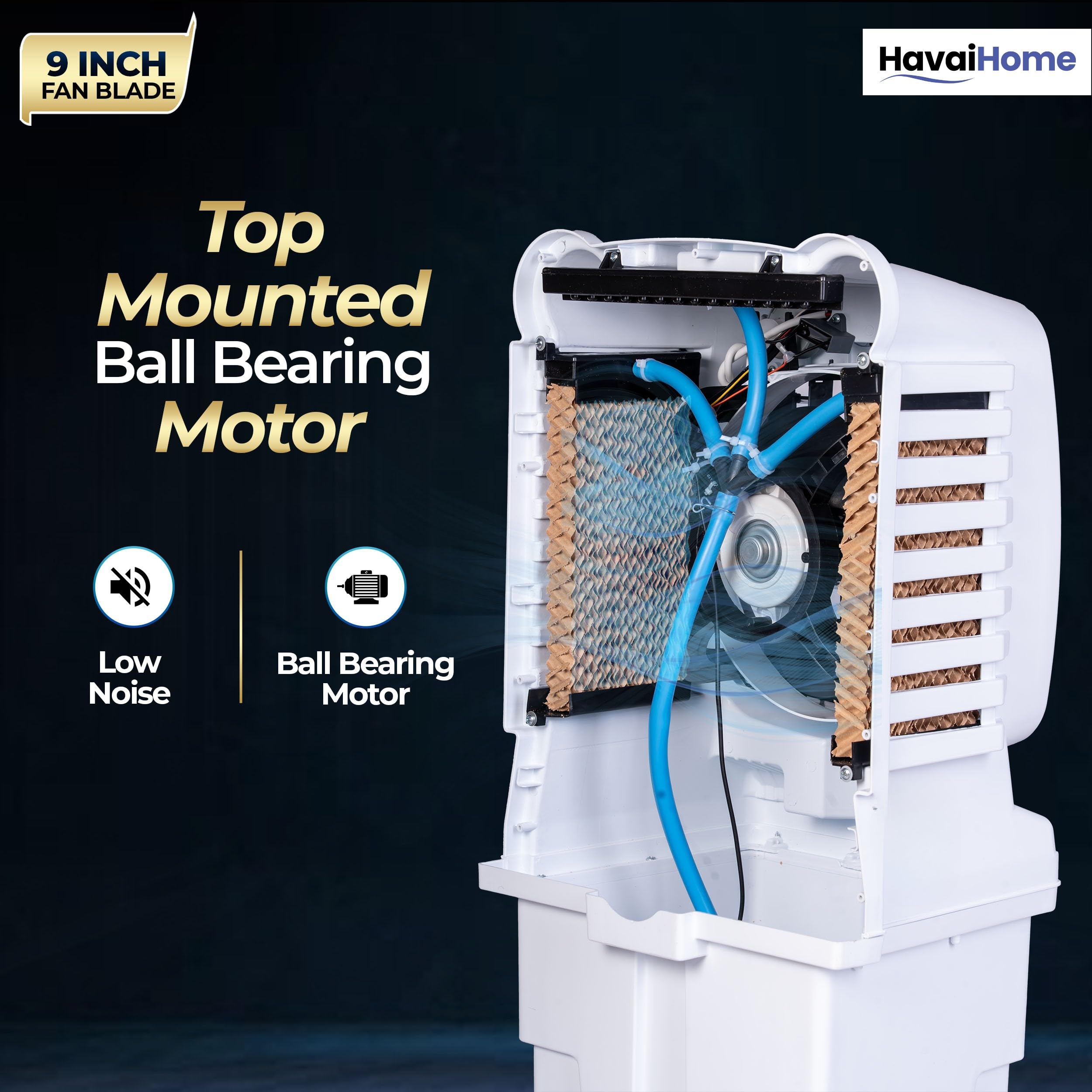 Arizona 9 Personal Air Cooler | India’s First 9-Inch Blade Cooler | 2600 RPM | 2200 m³/hr Delivery | 5 Ft Air Throw | 3-Side Honeycomb | 25L Tank | Motorised Louvers | 120W | Ideal for 50 Sq Ft 3