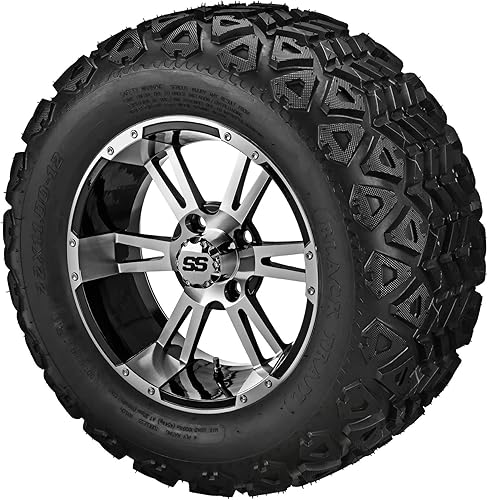 Miniatura 1 de RM Cart golf cart accessories - 12 Raptor BlackMachined on 22x11-12 Black Trail Tires Set of 4 fits Standard Lug Nuts