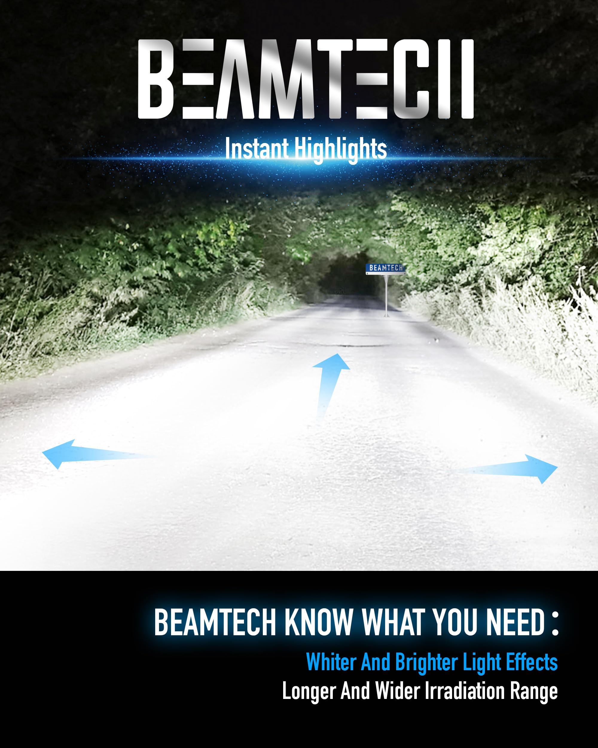 BEAMTECH Bulb, H8 H9 Fog Bulb 6500K White H11 Fog Light Bulb For Atvs, Powersports Accessory Lights