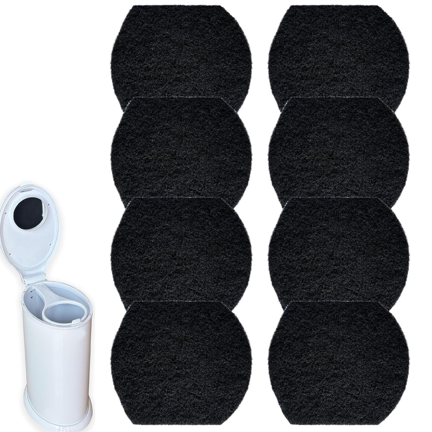 Désodorisant pour seau à couches 8 pièces, éliminateurs d'odeurs de seau à couches, filtres charbon actif absorbant les odeurs pour poubelle de bébé, éliminateurs pour