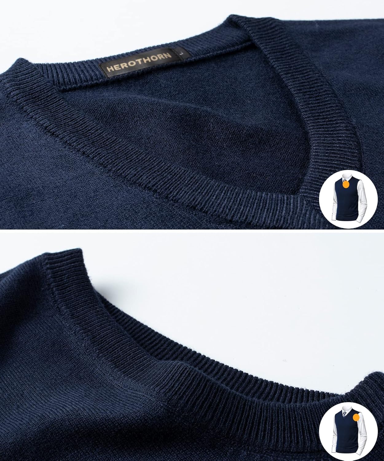 Mens Soft V Neck Crew Neck Knitted Sweater Vest Solid Sleeveless Pullover Slim Fit Plain Color for Dad Husband - Image 6