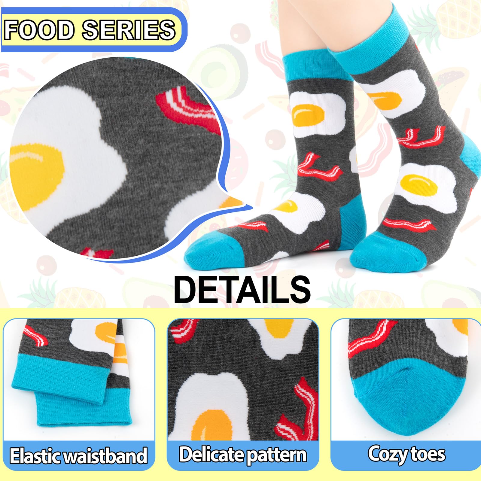Kids Boys Girls Crew Socks 4-6 Pack + Gift Box, Novelty Funky Colorful Toddler Calf Socks for 2-12 Years Old
