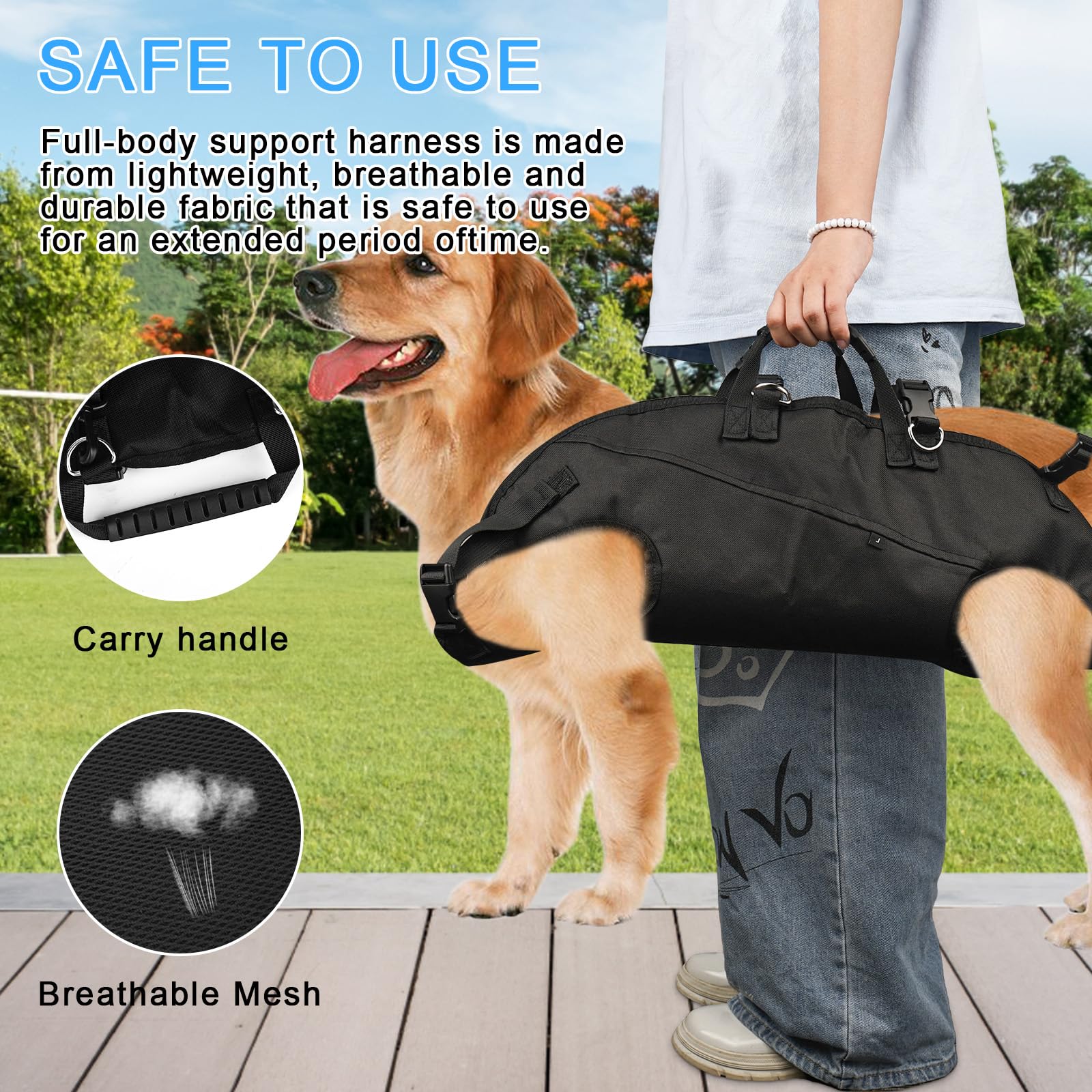 Arnés de elevación para perros grandes, mochila de emergencia, mochila para perros con asas, soporte de seguridad para discapacitados, heridos o medianos perros mayores L