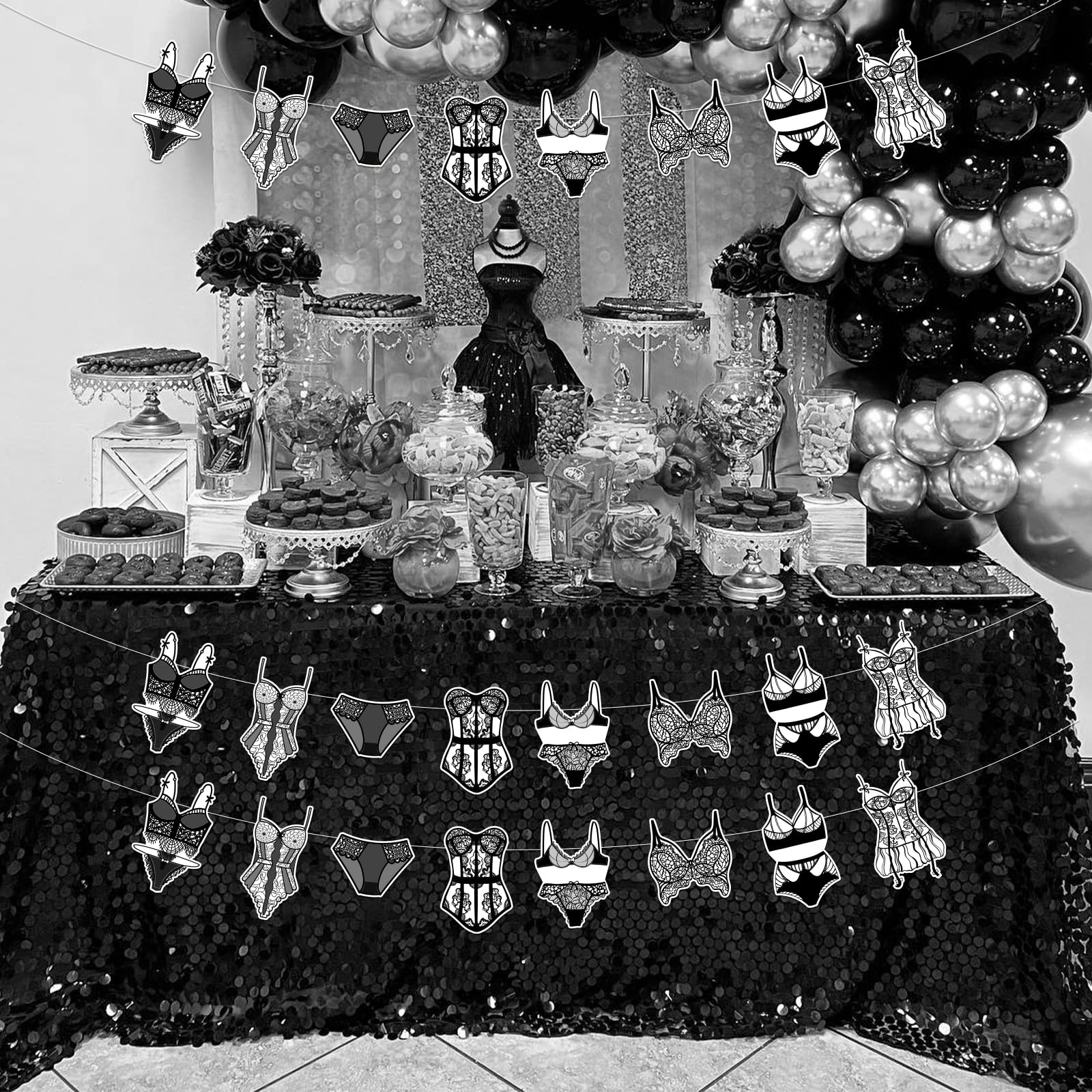 Amazon.com: Sursurprise Lingerie Party Decorations, 3PCS Bras and Panties  Banners Black for Lingerie Shower Underwear Bachelorette Bridal Shower  Decorations Hen Wedding Party Supplies : Home & Kitchen