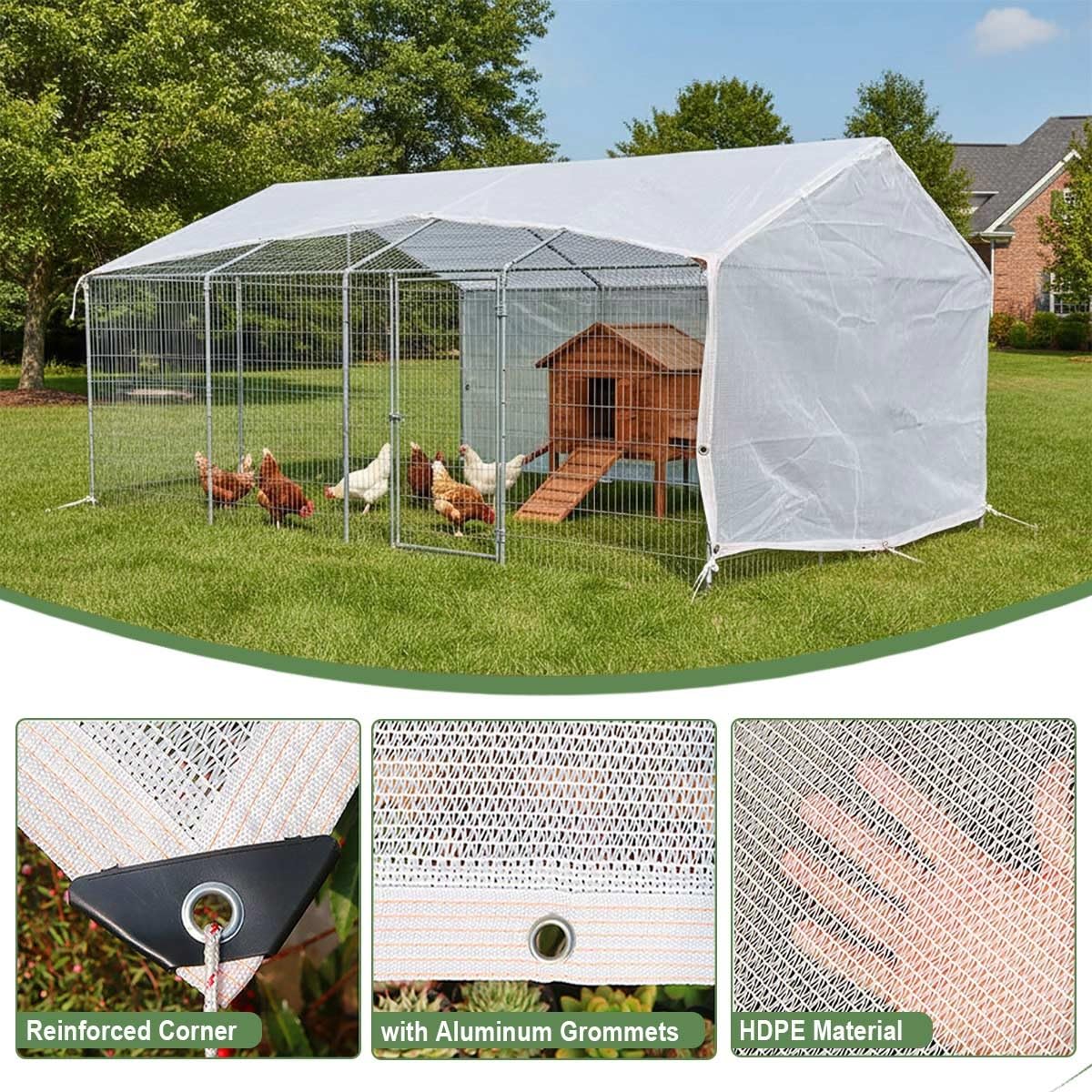 Premium Garden - Red de protección UV al 55 % con ojales, versátil para plantas y pollos, lona de malla blanca para invernadero, 3 x 3 pies a 30 x 40 pies (6 x 60 pies)